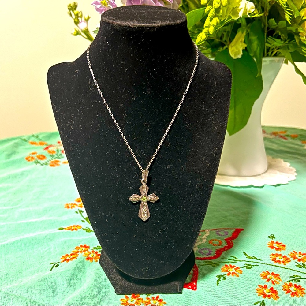 Art Deco Marcasite and Sterling Silver Cross